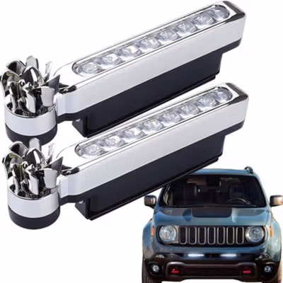 Car Warning Light Foglamp LED Wind Power No Wiring 12 cm 2 PCS - XY044 - Silver — gambar 2