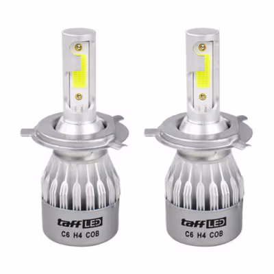 TaffLED Lampu Depan Mobil Headlamp LED COB H4 Cool White 2 PCS - C6 - White — gambar 2
