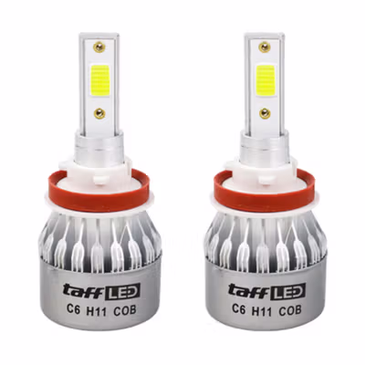 TaffLED Lampu Depan Mobil Headlight LED H11 COB Cool White 2 PCS - C6 - White — gambar 2