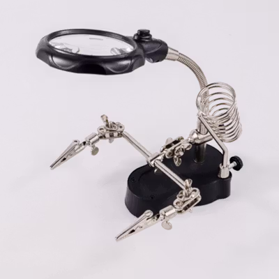 Taffware Alat Pegangan Solder Helping Hand LED Kaca Pembesar 3.5X - TE-801 - Black — gambar 2