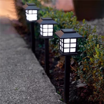 AIFENG Lampu Taman Hias Tancap Solar Power Waterproof Cool White - EM320 - Black — gambar 2