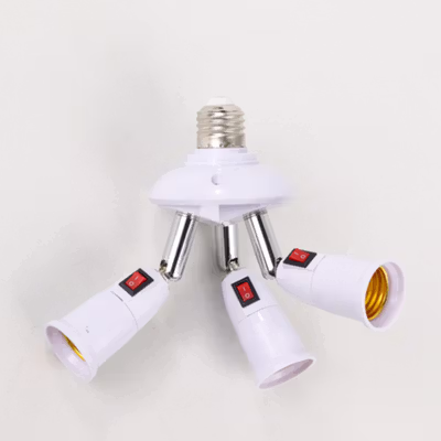 TaffLED Fitting Lampu Bohlam Studio LED Cabang 3 with Switch 220V E27 - HU-300 - White — gambar 2