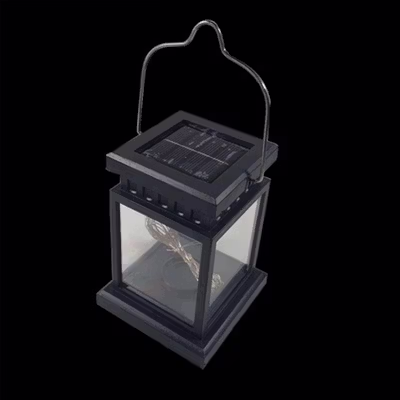 DUOGU Lampu Taman Outdoor Lentera Solar Panel Warm White 3000K - EM302 - Black — gambar 2