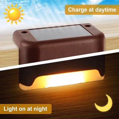 TaffLED Lampu Taman Hias Tangga Solar Power IP44 Warm White 4 PCS - EV12 - Brown — gambar 2