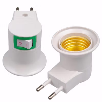 TaffLED Fitting Lampu Bohlam Portable EU Plug 250V 6A E27 with Switch - HF-100 - White — gambar 2