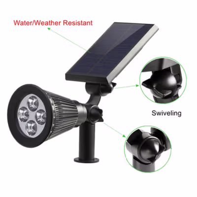 Hyelaer Lampu Taman Hias Tancap Solar Panel Waterproof Cool White 4LED - TS-G0102 - Black — gambar 2