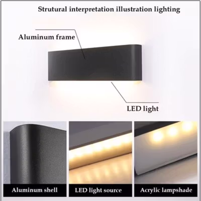 TaffLED Lampu Dinding Hias Minimalis LED Wall Lamp Aluminium 12W Warm White - B1001 - Warm White — gambar 2