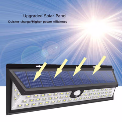 Lampu Dinding Solar Sensor Gerak Waterproof 90 LED 2835 Cool White - LF-1630 - Black — gambar 2
