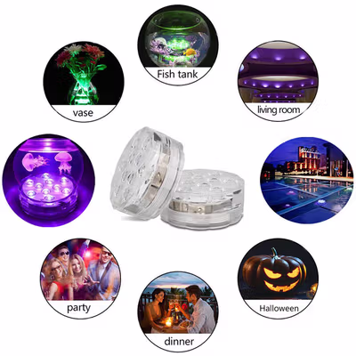 Lampu Hias LED Bawah Air Waterproof Submersible RGB 2 PCS with Remote - 13017 - White — gambar 2