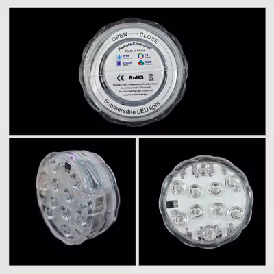 Lampu Hias RGB Bawah Air Submersible Waterproof 10 LED with Remote - 13017 - White — gambar 2