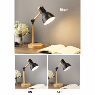 TaffLED Lampu Meja Belajar LED Model Nordic Wooden Art 12W 3in1 Color - PK407 - Black — gambar 2