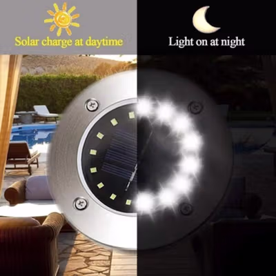 RAIBOHO Lampu Taman Hias Ground Light Solar Sensor Waterproof 20 LED - RB20 - Warm White — gambar 2