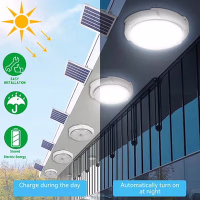 Smuxi Lampu Plafon LED Tenaga Surya 50W 19cm Dimmable Cool White - SM60 - White — gambar 2