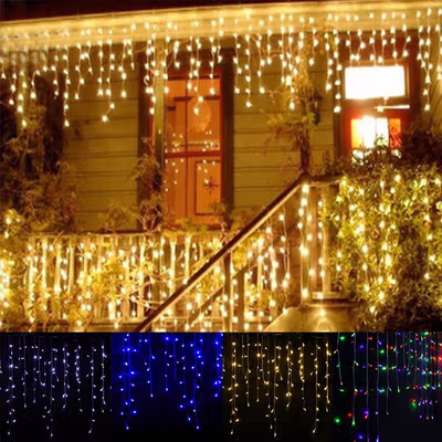 TaffLED Lampu Hias String Light Tumblr Outdoor Icicle Fairy 220V 5M 96 LED - EK-04 - Warm White — gambar 2
