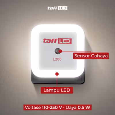 TaffLED Lampu Tidur Dinding LED Sensor Cahaya Cool White 6000K 0.5W - L200 - White — gambar 2