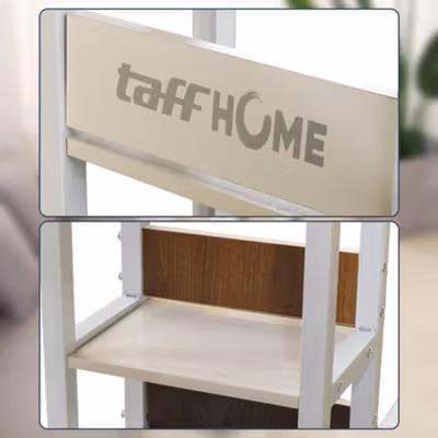 TaffHOME Meja Rak Laptop Adjustable Desk With 2 Rack - ND03 - White — gambar 2