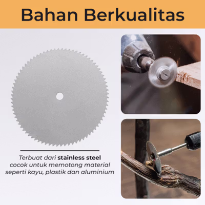 TaffHOME Kepala Gergaji Wheel 5 PCS with 1 Mandrel for Dremel Rotary - BK02 - Silver — gambar 2