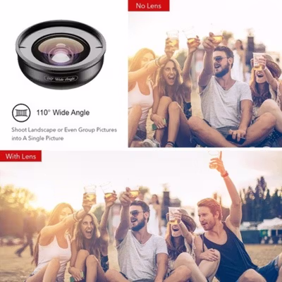APEXEL Lensa Kamera Smartphone 110 Degree Wide Angle Lens - APL-HB110 - Black — gambar 2