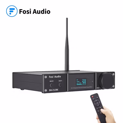 Fosi Audio Bluetooth 5.0 Amplifier 2.1 Channel with Remote - DA2120C - Black — gambar 2