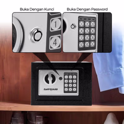 TaffGUARD Kotak Brankas Hotel Mini Password Safe Deposit Box 4.6L - EB30 - Black — gambar 2