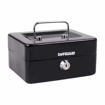 TaffGUARD Kotak Brankas Uang Safebox Key Lock 15.2x12.2x7.6cm - JJZS68 - Black — gambar 2