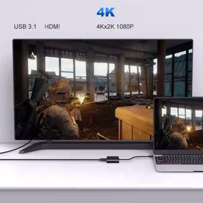 CHAOH Kabel Konverter USB Type C to HDMI 4K 17cm - MM142 - Black — gambar 2