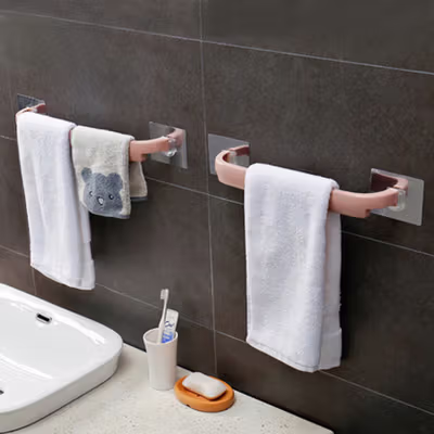 Hourong Rak Gantungan Handuk Kamar Mandi Towel Holder 45cm - E1912 - White — gambar 2