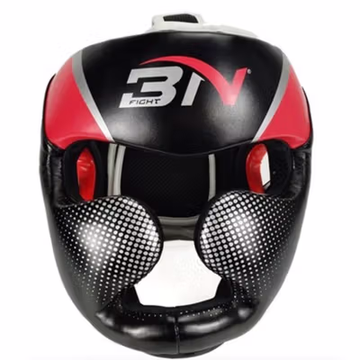BNPRO Helm Tinju Muay Thai MMA Pelindung Kepala Size XL - BNHG-01 - Red — gambar 2