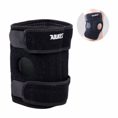 AOLIKES Deker Pelindung Lutut Double Strap Kneepad Gym Fitness 1 PCS Left - A-7906 - Black — gambar 2
