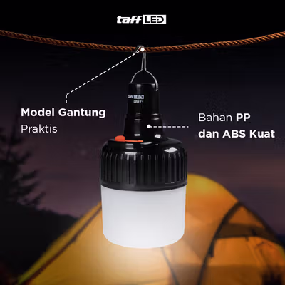 TaffLED Lampu LED Emergency Camping Multifungsi Cool White 10W 1200mAh - LB171 - Black — gambar 2
