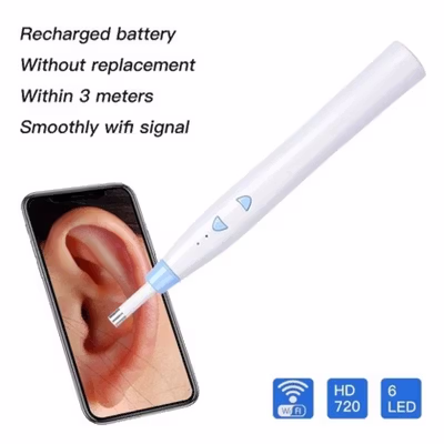 DiGear Kamera Endoskopi Pembersih Telinga Otoskop Endoscope Wireless - Z20 - White/Blue — gambar 2