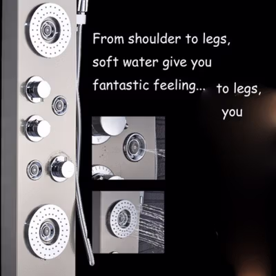 Onyzpily Shower Mandi Panel LED Temperature Screen Wall Mounted - 8006 - Black — gambar 2