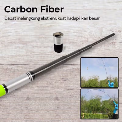 TaffSPORT Joran Pancing Tegek Carbon Fiber Telescopic 6-10 Section 5.4M - 5841 - No Color — gambar 2