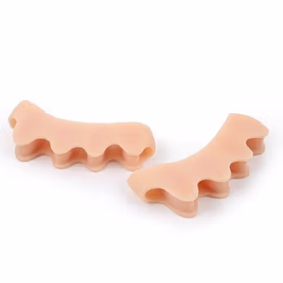 NIDETX Pemisah Jari Kaki Silikon Toe Separator Corrector 2 PCS - ND02 - Beige — gambar 2