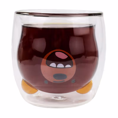 ASLESY Gelas Kaca Aesthetic Tahan Panas Double Wall Bear Glass 250ml - C8785 - Transparent — gambar 2