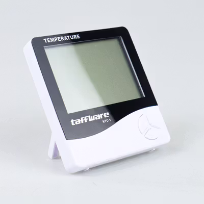 Taffware Termometer Suhu Ruangan Humidity Hygrometer Clock Calendar - HTC-1 - White — gambar 2