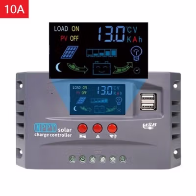 SolaBright Solar Charge Controller MPPT 2 USB Automatic 12V/24V 10A - HXC3 - Gray — gambar 2
