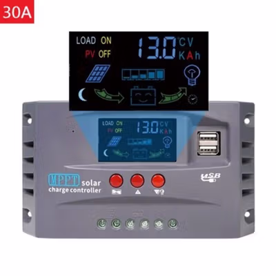 SolaBright Solar Charge Controller MPPT 2 USB Automatic 12V/24V 30A - HXC3 - Gray — gambar 2