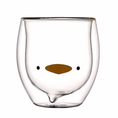 CRATE Gelas Kaca Aesthetic Tahan Panas Double Wall Penguin Glass 250ml - CIQ38 - Transparent — gambar 2