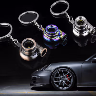 YLCar Gantungan Kunci Model Turbo Mobil Car Engine Keychain - YL2 - Silver — gambar 2