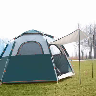 TaffSPORT Tenda Camping Lipat Otomatis 3-4 Orang Double Layer - SH-800 - Green — gambar 2