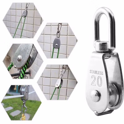 Taffware Katrol Kerekan Mini Serbaguna Swivel Pulley Stainless Steel M20 - Silver — gambar 2