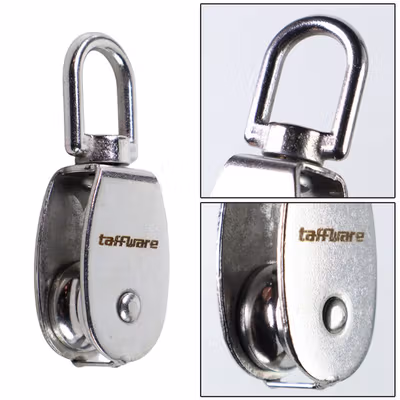 Taffware Katrol Kerekan Mini Serbaguna Swivel Pulley Stainless Steel M32 - Silver — gambar 2