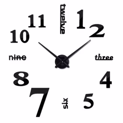 TaffHOME Jam Dinding Besar DIY Giant Wall Clock Quartz 120 cm - MR-101 - Black — gambar 2