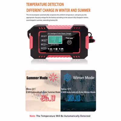 RJTianye Charger Aki Mobil Intelligent Battery Charger 12V 6A - RJ-C120501A - Red — gambar 2