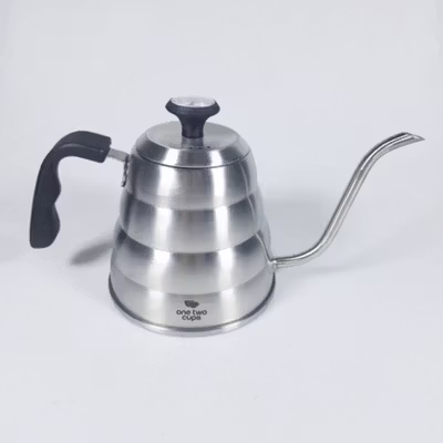 One Two Cups Teko Kopi Leher Angsa Pot V60 Drip 1.2L with Thermometer - Silver — gambar 2