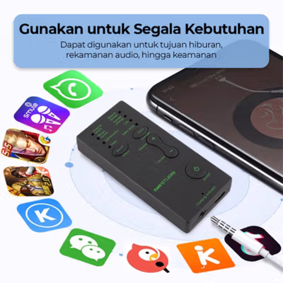 TaffSTUDIO Alat Pengubah Suara Voice Changer Mini Portable - AE19 - Black — gambar 2