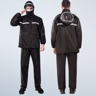 Rhodey Jas Hujan Setelan Reflektif Strip Sepeda Motor XL - 7508 - Black — gambar 2