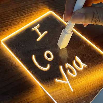 JIAMEN Lampu Hias Akrilik LED Papan Tulis Memo Board Warm White - LJ0039 - Transparent — gambar 2
