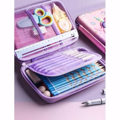 HSD Tempat Pensil Anak Unicorn Pencil Case Pouch Stationery - A1 - Purple — gambar 2